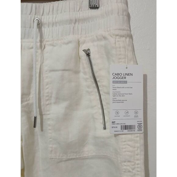 Athleta womens size 0 petite Cabo 100% linen jogger cream color - Picture 3 of 8